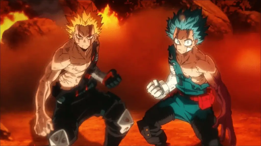 Deku et Bakugo dans le film My Hero Academia