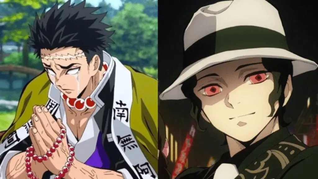 Gyomei Himejima et Muzan Kibutsuji dans Demon Slayer