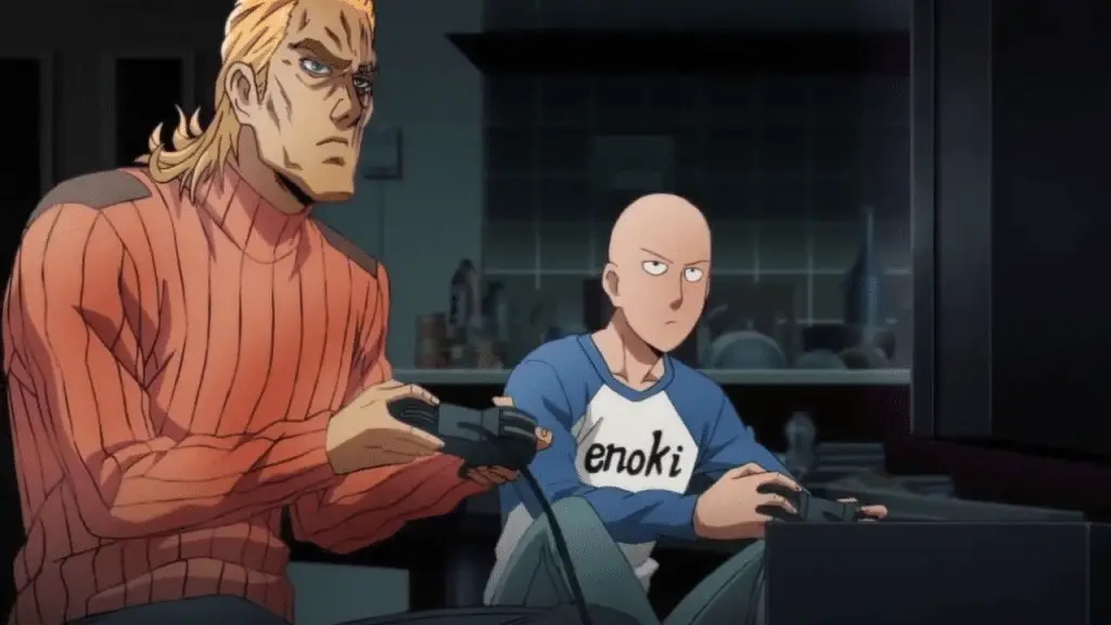 Les personnages de King et Saitama dans One Punch man