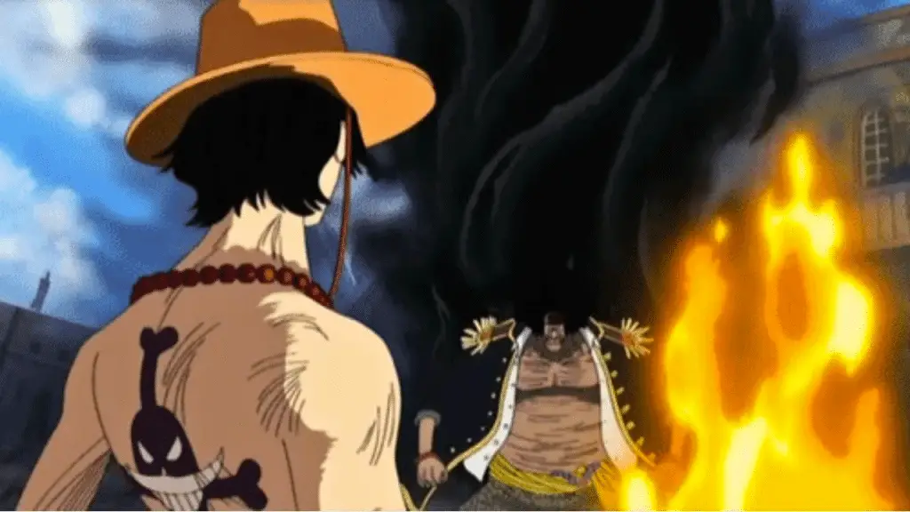 Ace contre Barbe Noire dans One Piece