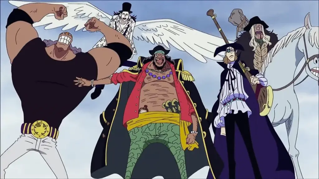 Barbe Noire et ses capitaines dans One Piece