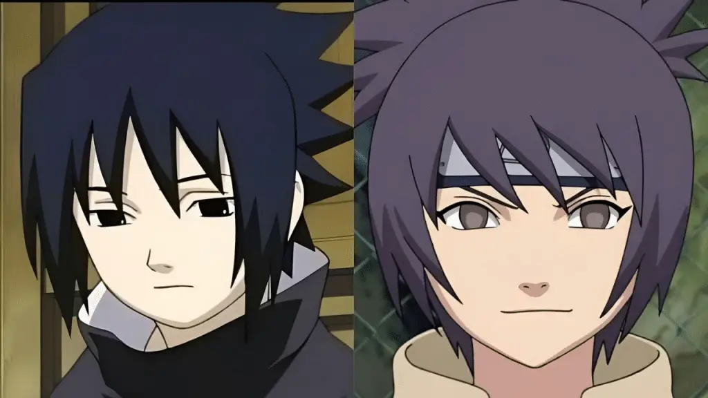 Sasuke (à droite) et Anko (à gauche) tels que vus dans l'anime Naruto