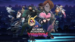 Affiche promotionnelle pour l'événement spécial de Mon Héros Académie mettant en avant les personnages de Vigilante
