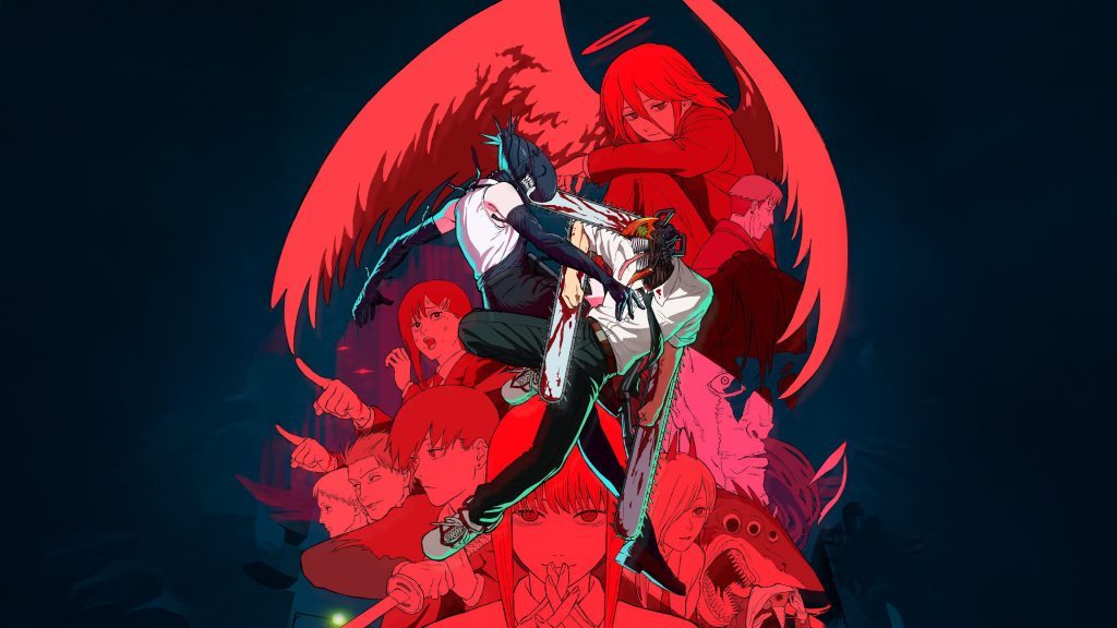 Visuel clé du film Chainsaw Man basé sur l'arc Reze, mettant en avant les personnages et l'esthétique sombre de la série