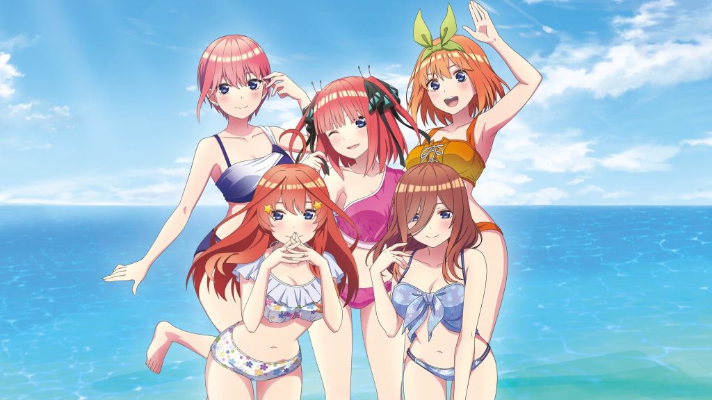 Visuel clé pour les épisodes spéciaux de Les Quintessential Quintuplets, mettant en avant les cinq sœurs Nakano dans des scènes colorées et joyeuses.