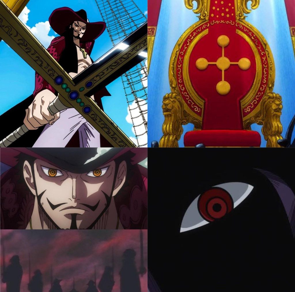 Clé visuelle illustrant le lien entre Nerona Imu et Dracule Mihawk dans l'univers de One Piece