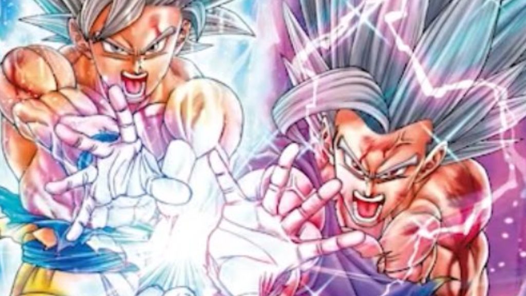 Illustration clé pour le retour de la rivalité emblématique de Dragon Ball, mettant en avant les personnages principaux dans une scène dynamique.