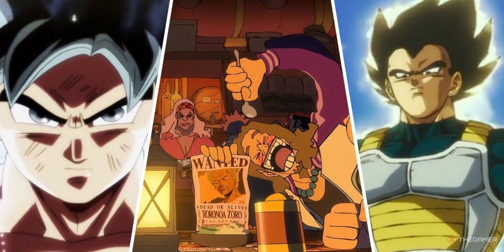 Visuel clé de la collaboration entre Dragon Ball Z et One Piece, présentant les personnages emblématiques des deux séries