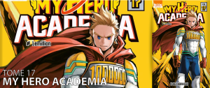 Visuel promotionnel pour la saison 17 de My Hero Academia, mettant en avant les héros emblématiques et des scènes d'action dynamiques.
