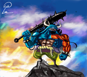 Illustration clé de One Piece mettant en avant l'éveil du fruit du démon le plus puissant, mettant en scène les personnages emblématiques au milieu d'une scène dynamique