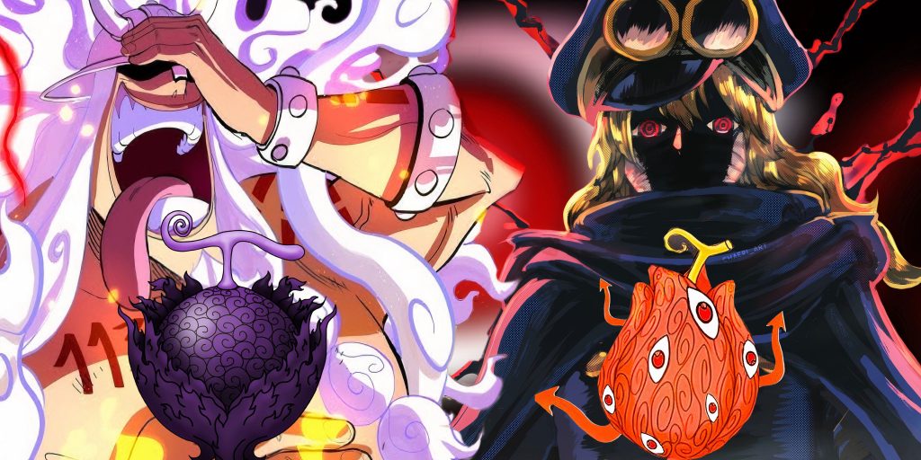 Visuel clé de l'arc Elbaph de One Piece montrant des personnages avec des pouvoirs de Fruits du Démon éveillés