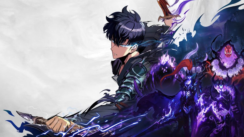 Illustration clé de la saison 3 de Solo Leveling avec des personnages emblématiques dans un décor épique