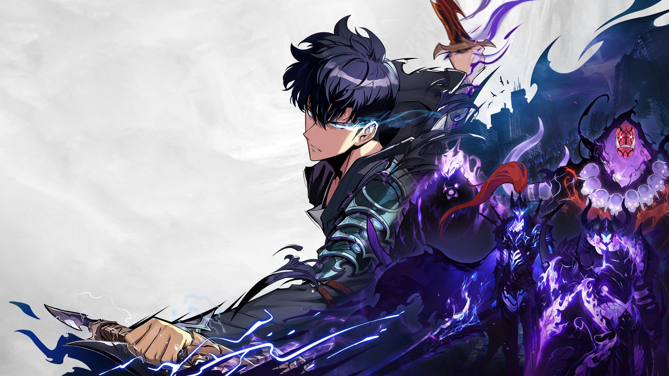 Illustration clé de la saison 3 de Solo Leveling avec des personnages emblématiques dans un décor épique
