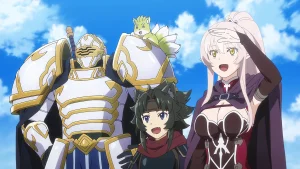 Visuel clé de la saison 2 de 'Le chevalier squelette dans un autre monde', mettant en vedette le protagoniste squelette en armure avec un arrière-plan médiéval fantastique.