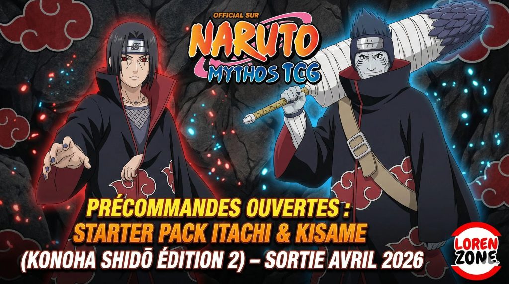 Illustration annonçant l'amélioration du clan Uchiha dans la franchise Naruto, mettant en avant des personnages emblématiques et des éléments de la série.