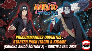 Illustration annonçant l'amélioration du clan Uchiha dans la franchise Naruto, mettant en avant des personnages emblématiques et des éléments de la série.
